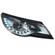 Μπροστινά Φανάρια Set Για Vw Tiguan mk1 07-11 DRL Μαύρα H7/H7 Με Μοτέρ  Carner