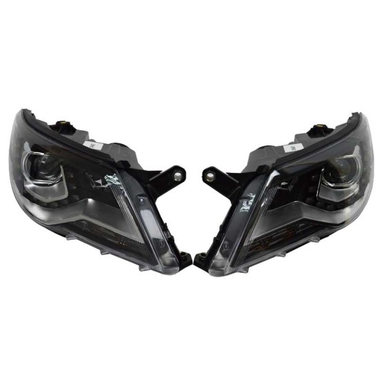 Μπροστινά Φανάρια Set Για Vw Tiguan mk1 07-11 DRL Μαύρα H7/H7 Με Μοτέρ  Carner