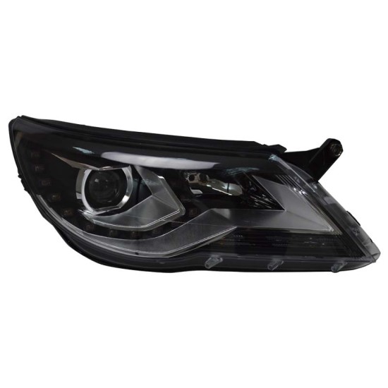 Μπροστινά Φανάρια Set Για Vw Tiguan mk1 07-11 DRL Μαύρα H7/H7 Με Μοτέρ  Carner