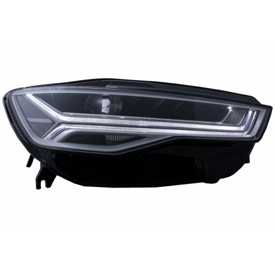 Μπροστινά Φανάρια Set Για Audi A6 4G C7 11-18 DRL Full Led Matrix Design & Dynamic Φλας Μαύρα Με Μοτέρ Carner
