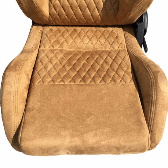 Καθίσματα Bucket RS Suede Αλκαντάρα Μπεζ Με Μπεζ Ραφές Ζευγάρι 2 Τεμαχίων