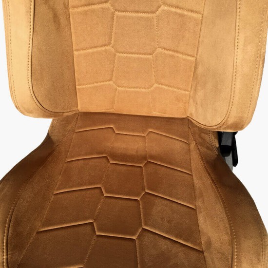 Καθίσματα Bucket R8 Suede Αλκαντάρα Μπεζ Ζευγάρι 2 Τεμαχίων