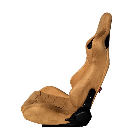 Καθίσματα Bucket R8 Suede Αλκαντάρα Μπεζ Ζευγάρι 2 Τεμαχίων