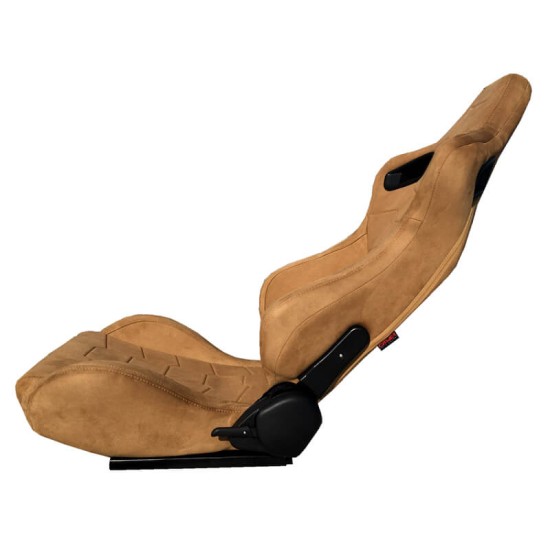 Καθίσματα Bucket R8 Suede Αλκαντάρα Μπεζ Ζευγάρι 2 Τεμαχίων