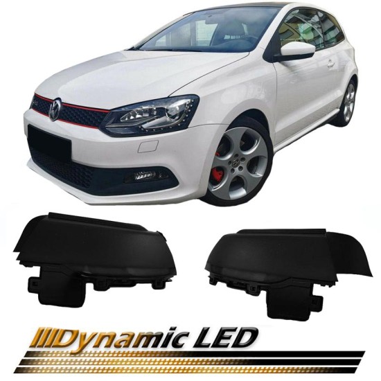 Φλας Καθρέπτη Για Vw Polo 6R 6C 09-17 Dynamic Led Canbus Μαύρο/Φιμέ 2 Τεμάχια