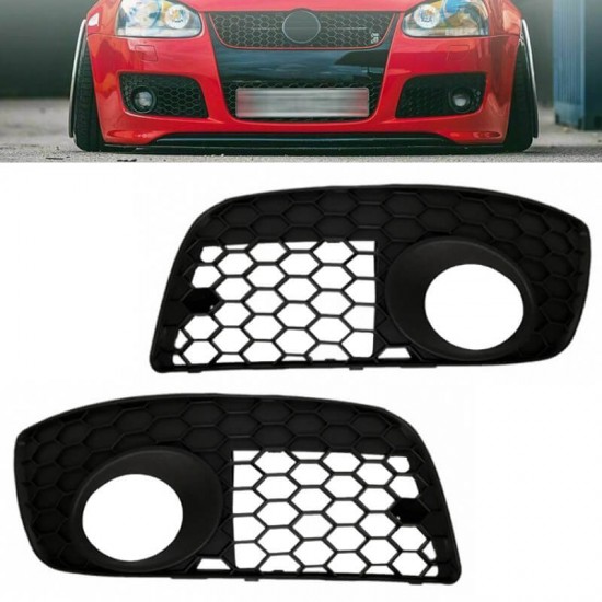 Δίχτυ Προφυλακτήρα Εμπρός Πλαινό Για VW Golf V (5) 04-08 GT / GTI Με Κυψελωτές Τρύπες Με Τρύπα Προβολέα Αριστερό & Δεξί 2 Τεμάχια