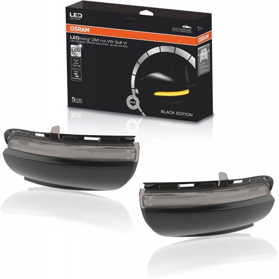 Φλας Καθρέπτη Για Vw Golf 6 VI 08-12 / Touran 10-15 Osram Dynamic Led Canbus Μαύρο 2 Τεμάχια