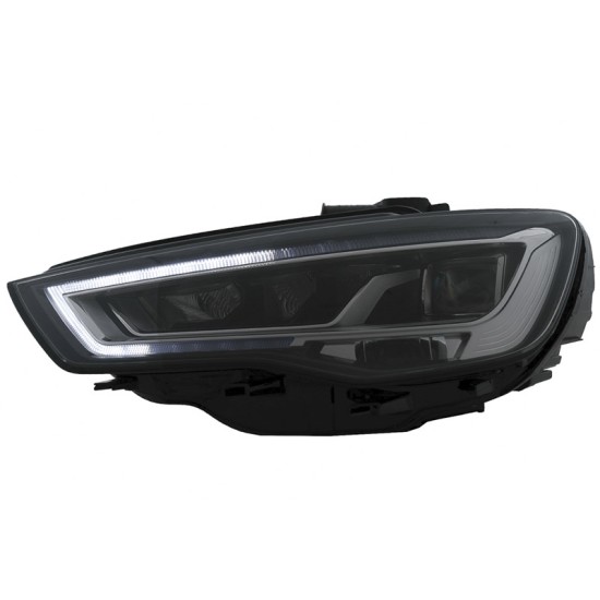 Μπροστινά Φανάρια Set Για Audi A3 8V 12-16 DRL Full Led & Led Signal Μαύρα  Με Μοτέρ Carner