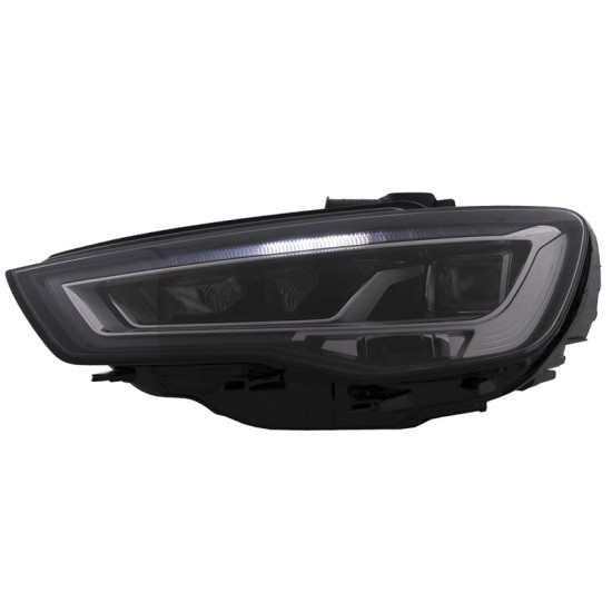 Μπροστινά Φανάρια Set Για Audi A3 8V 12-16 DRL Full Led & Led Signal Μαύρα  Με Μοτέρ Carner