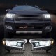 Μπροστινά Φανάρια Set Για Ford Ranger 15-20 DRL Dynamic Μαύρα Full Led Με Μοτέρ VLand