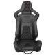 Καθίσματα Bucket R8 Δερματίνη Μαύρα Με M-Power Tri-Color Ραφές Καπιτονέ Ζευγάρι 2 Τεμαχίων