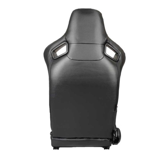 Καθίσματα Bucket R8 Δερματίνη Μαύρα Με M-Power Tri-Color Ραφές Καπιτονέ Ζευγάρι 2 Τεμαχίων