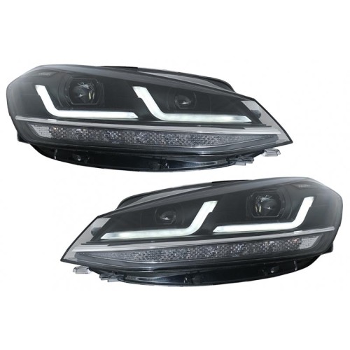 Μπροστινά Φανάρια Set Για Vw Golf VII (7.5) 17-19 DRL Full Led Halogen Version Black LEDHL10-BK Osram Ledriving