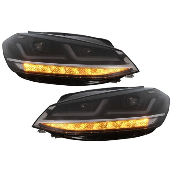 Μπροστινά Φανάρια Set Για Vw Golf VII (7.5) 17-19 DRL Full Led Halogen Version Black LEDHL10-BK Osram Ledriving