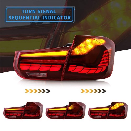 Πισινά Φανάρια Set Για Bmw 3 F30 11-18 Sedan M4 Look OLed Dynamic Start Up Κόκκινο/Crystal Vland