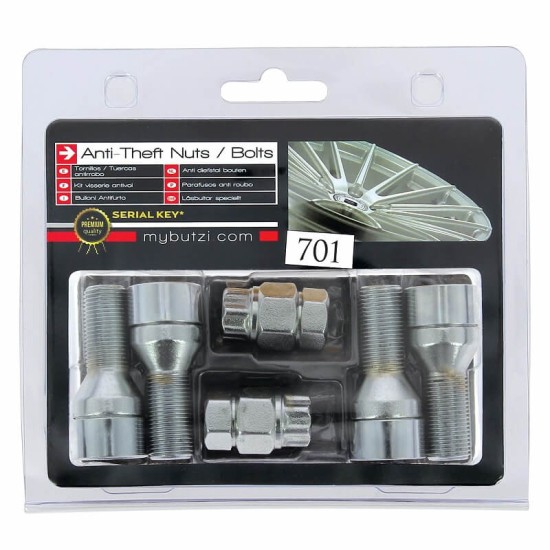 Αντικλεπτικά Μπουλόνια Ασφαλείας Butzi Premium Kit 6 pcs Με Μοναδικό Κλειδί-Εργαλείο Type-CC M14x1.25 L27 T17