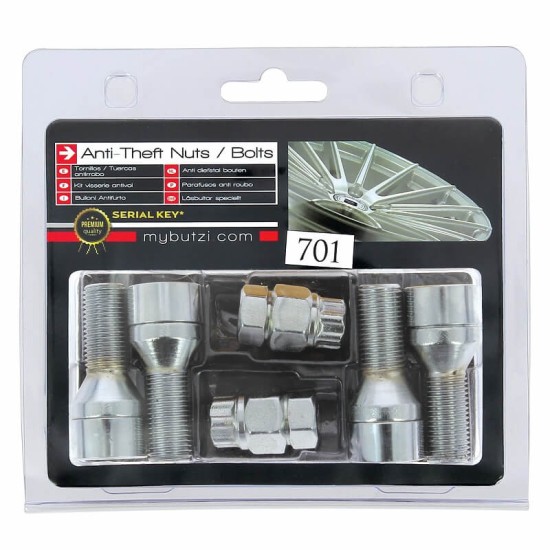 Αντικλεπτικά Μπουλόνια Ασφαλείας Butzi Premium Kit 6 pcs Με Μοναδικό Κλειδί-Εργαλείο Type-FF M14x1.50 L28 T17