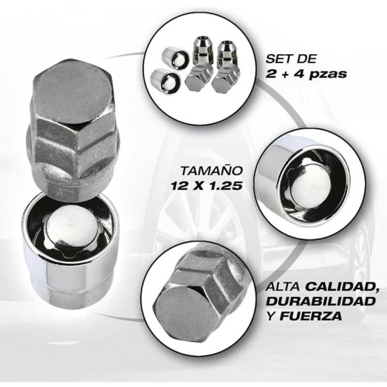 Αντικλεπτικά Μπουλόνια Ασφαλείας Butzi Premium Kit 6 pcs Με Μοναδικό Κλειδί-Εργαλείο Type-AA M12x1.25