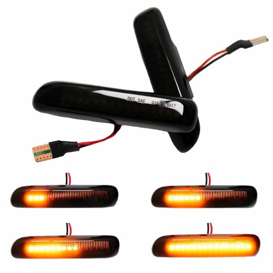 Πλαϊνά Φλας Φτερού Για Bmw 3 E46 Sedan 99-01 / Touring 99-01 / Compact 01-04 / Coupe 99-03 Led Dynamic Smoke 2 Τεμάχια