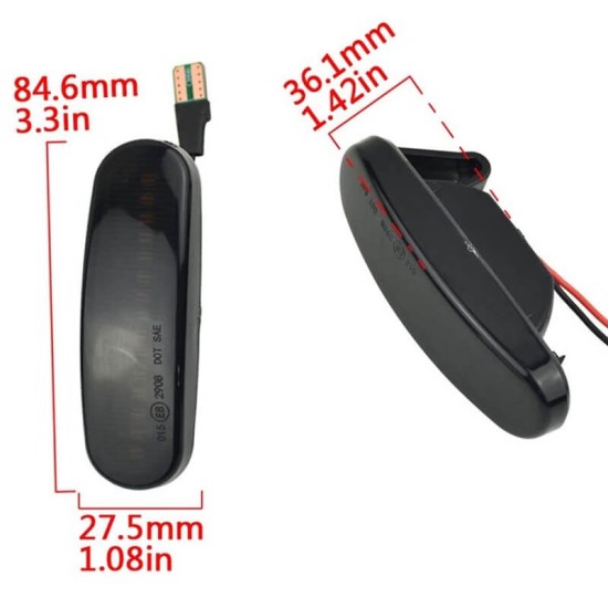 Πλαϊνά Φλας Φτερού Για Citroen Nemo 07-15 / Fiat Doblo 00-10 / Fiorino 07-13 / Idea 03-11 / Linea 07-12 / Multipla / Panda 03-12 / Punto / Grande Punto / Evo 05-18 / Qubo 08+ / Stilo / Lancia Mussa / Peugeot Bipper 08+ Led Dynamic Φιμέ 2 Τεμάχια