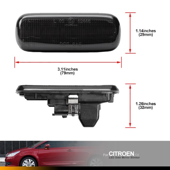 Φλας Καθρέπτη Για Citroen C4 04-11 Dynamic Led Canbus Μαύρο 2 Τεμάχια