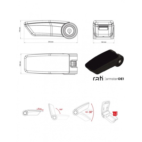 Κονσόλα Χειροφρένου Τεμπέλης Armster OE1 Για Hyundai I20 2020+ Χωρίς Εργοστασιακό Τεμπέλη Μαύρο Χρώμα