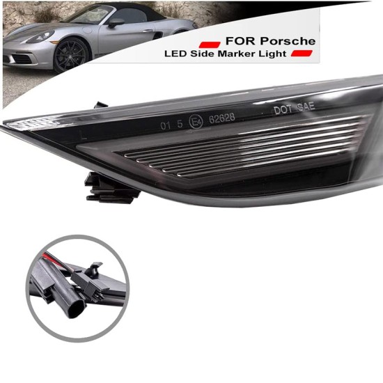 Πλαϊνά Φλας Φτερού Για Porsche  911 Carrera 991 11-16 / Boxster 718 16+ / Cayman 981 12-16 / Cayman 718 16+ Led Dynamic Φιμέ 2 Τεμάχια
