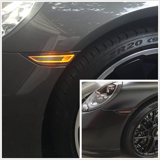 Πλαϊνά Φλας Φτερού Για Porsche  911 Carrera 991 11-16 / Boxster 718 16+ / Cayman 981 12-16 / Cayman 718 16+ Led Dynamic Φιμέ 2 Τεμάχια