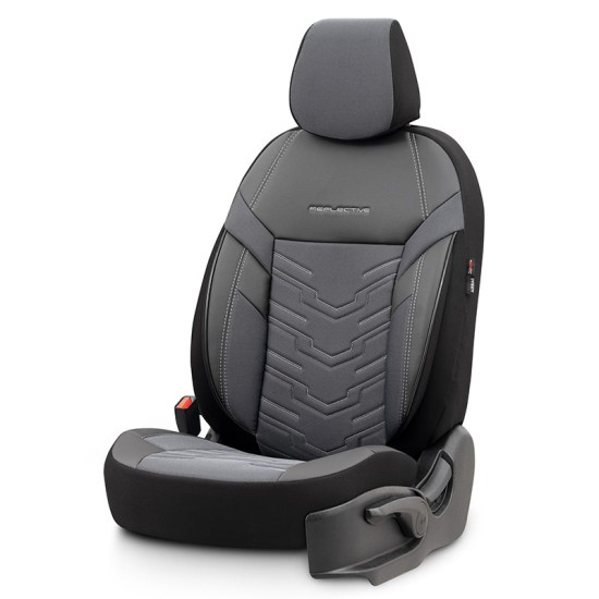 Καλύμματα Αυτοκινήτου Otom Reflective Design Universal Jacquard / Rachel / Δερματίνη Σετ Εμπρός / Πίσω 11 Τεμαχίων Μαύρο - Σκούρο Γκρι RFL-2603