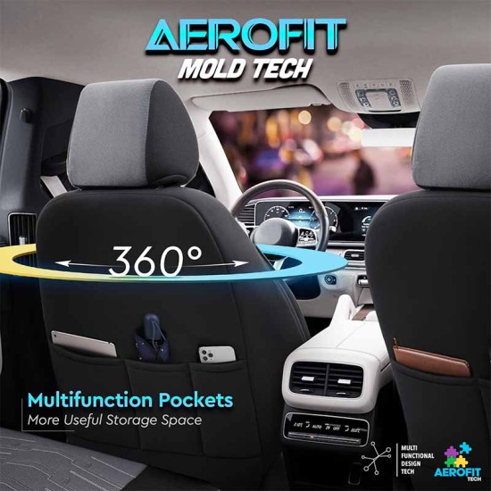 Καλύμματα Αυτοκινήτου Otom Reflective Design Universal Jacquard / Rachel / Δερματίνη Σετ Εμπρός / Πίσω 11 Τεμαχίων Μαύρο - Σκούρο Γκρι RFL-2603