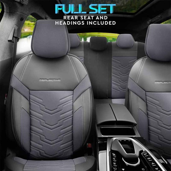 Καλύμματα Αυτοκινήτου Otom Reflective Design Universal Jacquard / Rachel / Δερματίνη Σετ Εμπρός / Πίσω 11 Τεμαχίων Μαύρο - Σκούρο Γκρι RFL-2603
