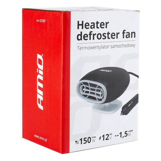 Αερόθερμο Αναπτήρα Αυτοκινήτου 12 Volt 150 Watt 13 Amper Μαύρο / Άσπρο Χρώμα Amio 02900 , CH-09