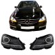 Μπροστινά Φανάρια Set Για Mercedes-Benz C-Class W204 11-14 DRL & Led Φλας Μαύρα H7 Με Μοτέρ