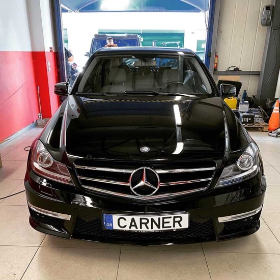 Μπροστινά Φανάρια Set Για Mercedes-Benz C-Class W204 11-14 DRL & Led Φλας Μαύρα H7 Με Μοτέρ