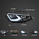 Μπροστινά Φανάρια Set Για Vw Golf VΙI (7) 12-17 Mk8 Golf Look Dynamic Start DRL & Φλας Μαύρα Full Led Με Μοτέρ VLand