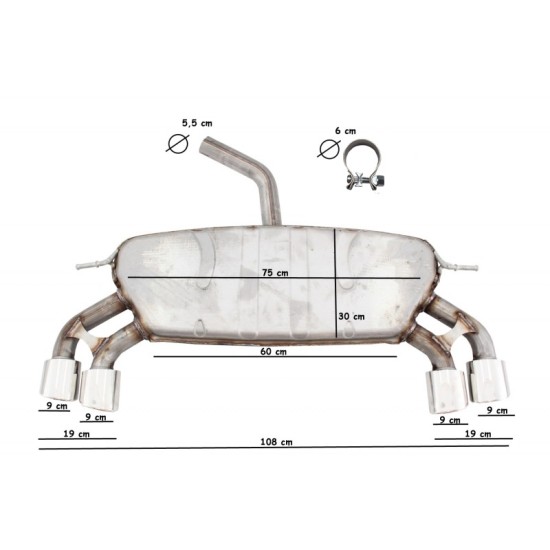 Εξάτμισης Τελικό Για VW Golf VII (7) R-Design (2013-2019) Catback Muffler R & R-Line