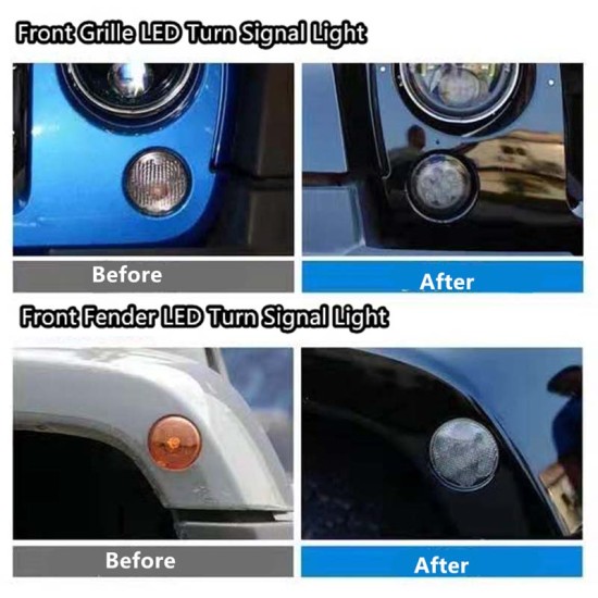 Πλαϊνά Φλας Φτερού Για Jeep Wrangler JK 07-18 Φιμέ Led 2 Τεμάχια