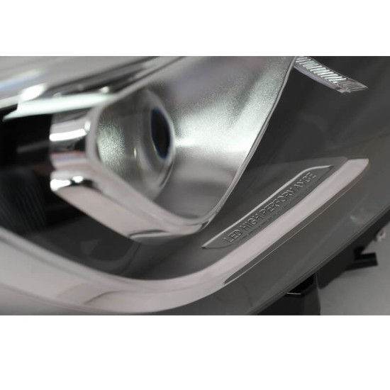 Μπροστινά Φανάρια Set Για Mercedes-Benz A-Class W176 12-18 Halogen Upgrade Σε Facelift Look Μαύρα Full Led DRL Με Μοτέρ Carner