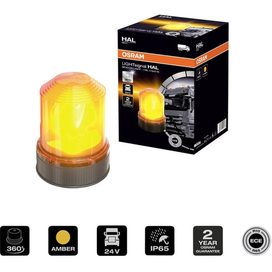 Φάρος Ασφαλείας Αυτοκινήτου Osram Beacon Light H1 24Volt 2200K 150 x 193 mm Πορτοκαλί RΒL101