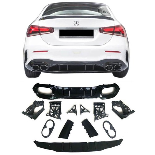 Diffuser Πίσω Προφυλακτήρα Για Mercedes-Benz A-Class W177 19+ Sedan A45 Amg Look