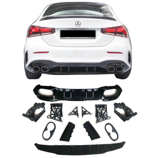 Diffuser Πίσω Προφυλακτήρα Για Mercedes-Benz A-Class W177 19+ Sedan A45 Amg Look