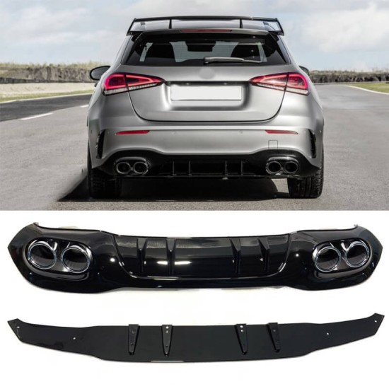 Diffuser Πίσω Προφυλακτήρα Για Mercedes-Benz A-Class W177 19+ Hatchback A45 Amg Look