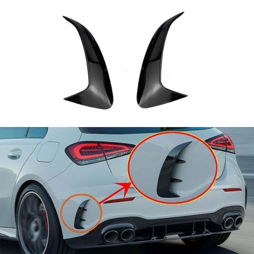 Πλαινά Πτερύγια Πισινού Προφυλακτήρα Για Mercedes-Benz  A-Class W177 Hatchback Με Amg Line Προφυλακτήρα Γυαλιστερό Μαύρο 2 Τεμάχια