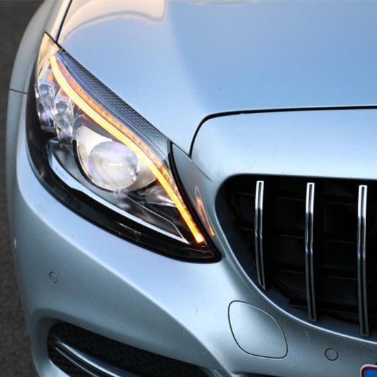 Μπροστινά Φανάρια Set Για Mercedes-Benz C-Class W205 14-18 Led Upgrade Σε Multibeam Full Led DRL Μαύρα Με Μοτέρ Carner
