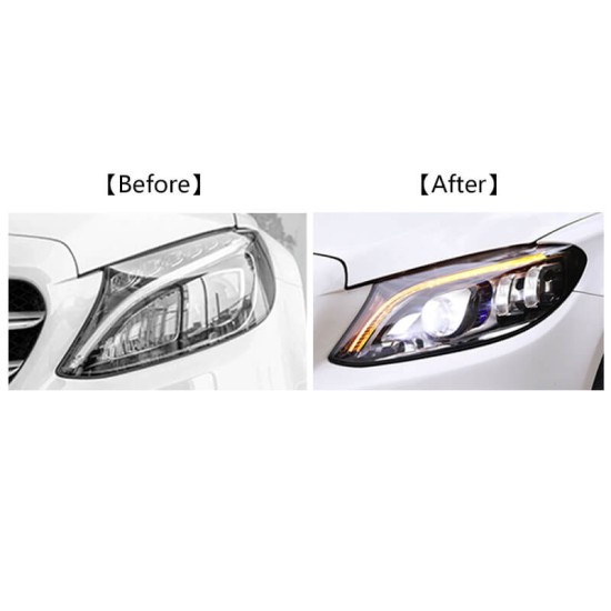 Μπροστινά Φανάρια Set Για Mercedes-Benz C-Class W205 14-18 Led Upgrade Σε Multibeam Full Led DRL Μαύρα Με Μοτέρ Carner