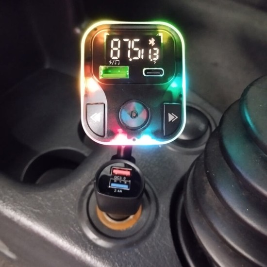 Fm Transmitter Με Bluetooth, Φορτιστής 2 USB, Οθόνη LCD PL-658 Μαύρο 1 Τεμάχιο