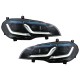 Μπροστινά Φανάρια Set Για Bmw X5 E70 07-14 Double L LED Bar Μαύρα Upgrade Xenon To Led Με Μοτέρ Carner