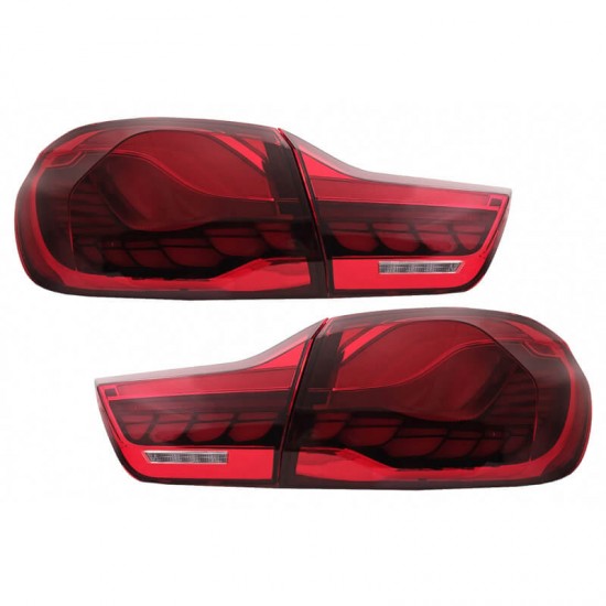 Πισινά Φανάρια Set Για Bmw 4 F32 F33 F36 M4 F82 F83 (2013-03.2019) OLed Dynamic Start Up Κόκκινο/Crystal Vland