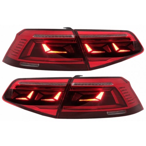 Πισινά Φανάρια Set Για VW Passat B8 3G (2015-2019) Limousine Sequential Dynamic Φλας B8.5 Design Red/Crystal