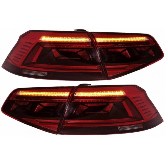 Πισινά Φανάρια Set Για VW Passat B8 3G (2015-2019) Limousine Sequential Dynamic Φλας B8.5 Design Red/Crystal